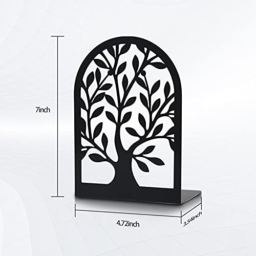 Umikk Book Ends, Bookends for Shelves, Tree Book End to Hold Books, Metal Bookend Stopper, Non-Skid Book Holder, Black Book Supports for Office Home Kitchen, Modern Decorative Bookends(3 Pair/6 Pcs)