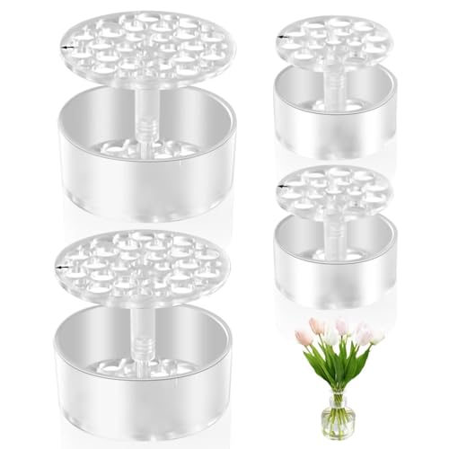 4 Spiral Ikebana stem Holder, hanataba Arranger Twist Flower Arrangement Holder Ikebana Bouquet Twister Ring Tools, Reusable Kitchen Floral Grid Supplies (Half Clear) - color: 4 Translucent