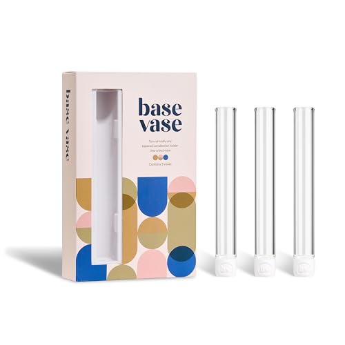 Base Vase (3-Pack) - The Bud Vase that Fits in Taper Candle Holders | Create Floral Arrangements for Tablescapes, Centerpieces, Weddings and Home Decor - color: Clear