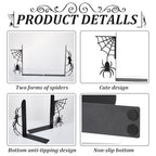 Geelin Creepy Spider Metal Bookends Set of 2 Styles Gothic Black Spider and Web Book Ends for Shelves Scary Home Office Desk Bookshelf Decor Gift for Book Lovers Reading Enthusiasts - style: Spider