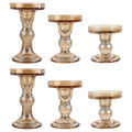 6-Piece Set of Amber Glass Candlestick, Crystal Candlestick Holder Holder and Conical Candle, Christmas Candle Holder Decoration, Family Living Room Wedding Candle Holder (Amber 2sets) - color: Amber 2sets