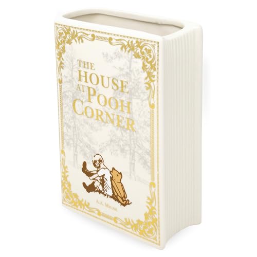 Steel Mill & Co Original Book-Shaped Decorative Vase, Ceramic Vases for Home Decor, Cute Bookshelf Decor, Unique Vase for Book Lovers (Large - The House at Pooh Corner)