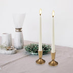 Set of 2 Handcrafted Antique Brass Iron Taper Candle Holders - Elegant Candlesticks for Weddings, Dining, and Parties, Timeless Décor Accent