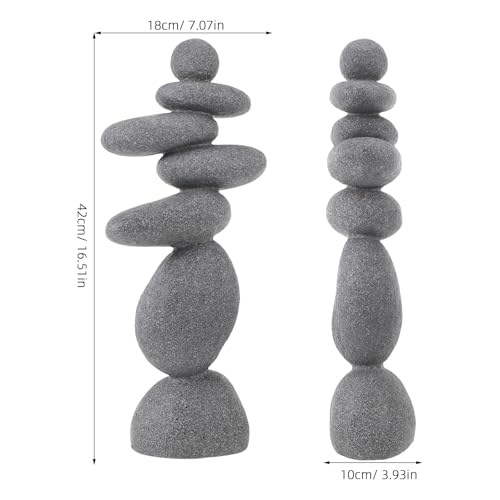 DECHOUS Large Stacked Rocks Sculpture, 16.5 Inch Tall, Resin Rock Cairn Stone Stacked Zen Garden Balanced Stone Statue for Indoor Outdoor Patio Home Meditation Decor