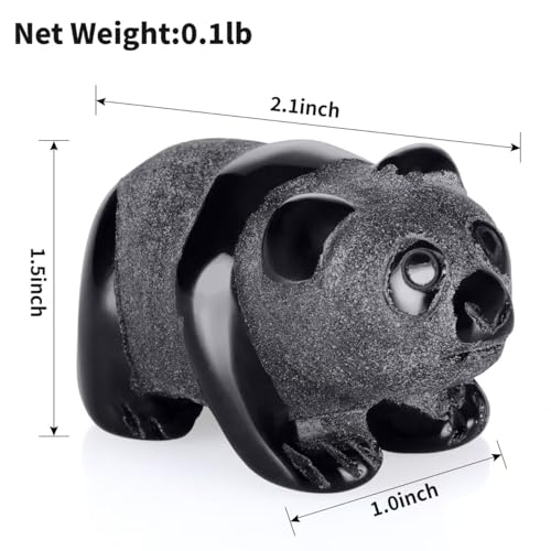 2" Obsidian Panda Figurine for Harmony& Resilient Gentleness,Panda Bear for Quiet Power of Nature,Panda Decor for Homes&Offices
