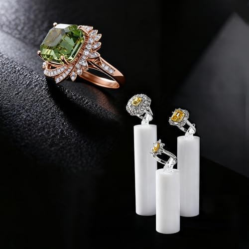 Oirlv Acrylic Jewelry Display Stand Ring Showcase Display Holder 7 PCS Rings Stand (White) - color: White