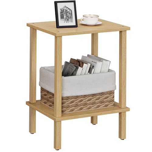 TUTOTAK End Table, Side Table, Nightstand, 2-Tier Storage Shelf, Sofa Side Table for Small Space, Living Room, Bed Room Natural TB01BN034 - color: Natural
