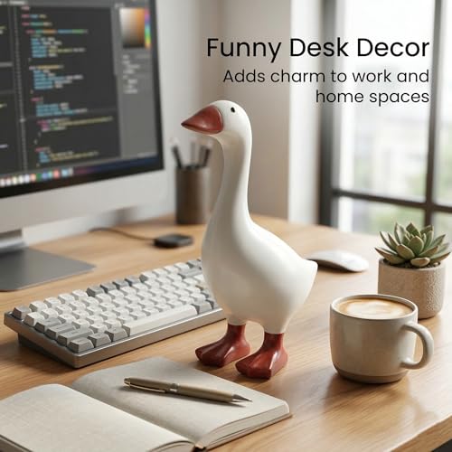 Desk Goose 7 inch, Mini Desktop Goose Statue Decor for Living Room Bedroom Bookshelf Coffe Table and Office Display - color: Positive 7 Inch