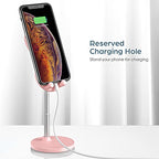 Cute Bunny Cell Phone Stand for Desk, Height & Angle Adjustable, Anti-Slip Desktop Phone Holder, Universal for All 4-10" Mobile Phones & Tablets (Pink) - color: Pink