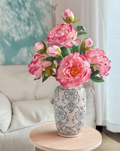 Vintage Tall Chinoiserie Ceramic Vase, Porcelain Decorative Flower Vase for Centerpiece Living Room Table Shelf, Retro Country Decor