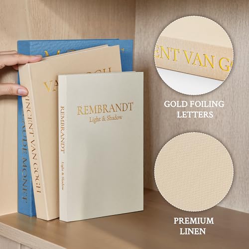 JARLINK Aesthetic Decorative Books, Set of 3 Linen Faux Books for Coffee Table, Bookshelf or Mantle Decor, Stylish Book Storage Boxes for Home Decor, Photo Organization, and Keepsake Storage, Blue - color: Blue-Beige-Apricot