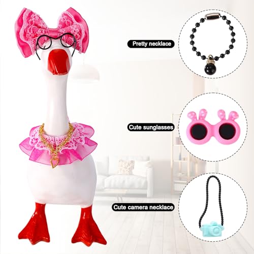 39pcs 7 Inch/17.8 cm Desk Goose Outfits, Mini Porch Goose Accessories with Hat Glasses Scepter Necklace Scarf Fun Clothes Costume Set for Magnetic Table Geese Statue Decor