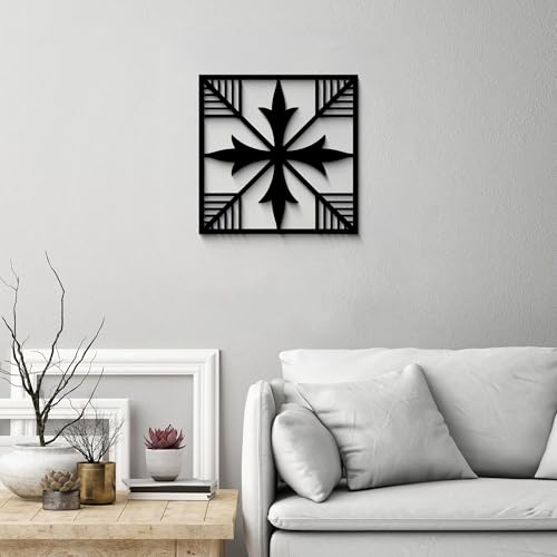 GlintHome Black Metal Wall Art - Minimalist 3D Textured Abstract Sculptures Wall Art for Living Room Garden Bedroom Office Bathroom Home Decor - color: Black-001, size: Small