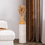 Sziqiqi Rustic White Floor Vases Set of 3-27/20/16in Metal Extra Large Vase for Dried Flowers Shabby Chic Oversized High Vases Standing Antique Terracotta Farmhouse Vase for Pampas Grass Twigs Wicker - style: Large White Vases