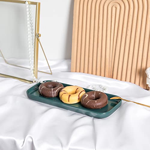 Ceramic Bathroom Tray,Kitchen Sink Organizer Tray,Cosmetics Holder (Blackish Green) - color: Blackish Green