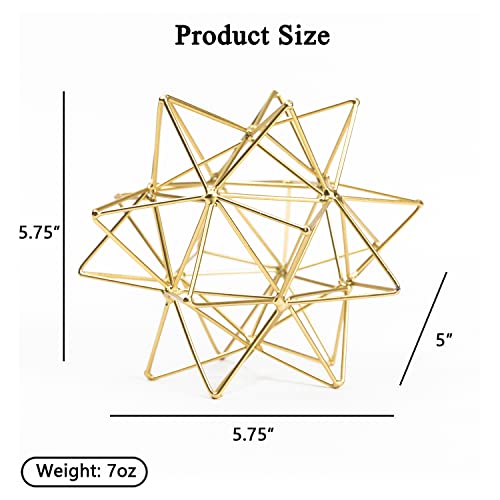 Metal Geometric Table Top Decor, 3D Metal Geometric Sculpture, Gold Abstract Sculpture for Home Decor, Table Art Decorations for Home, Living Room, Office, Bedroom - color: Gold