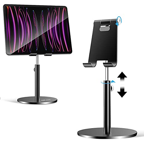 Adjustable Tablet/Phone Stand, AICase Telescopic Adjustable iPad Stand Holder,Universal Multi Angle Aluminum Stand Compatible with iPhone Smart Cell Phone/Tablet/iPad(4-13 inch), Black - color: Black