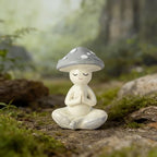 Meditation Mushroom Resin Statue - Cute Meditation Mushroom Statue for Desk Living Room Resin Figurine for Home Patio Office Decoration Cute Plant Statues for Tabletop Garden Backyard Decor - style: Meditation Mushroom B
