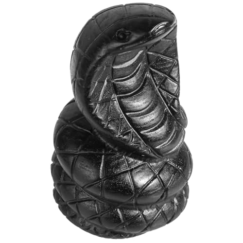 Nupuyai Hand Carved Coiled Snake Statue for Home Decor, Natural Black Obsidian Crystal Figurine Stone Sculpture Decoration for Fengshui - style: Coiled Snake