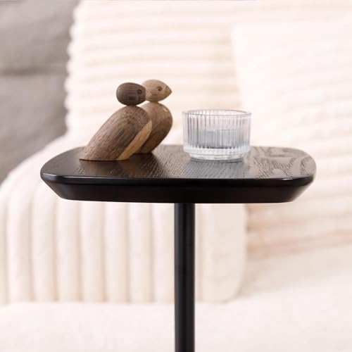 Small Pedestal Side Table for Small Spaces - Modern Black Drink Table for Sofa, Couch, or Bedroom - Compact Drink & Cocktail Stand (Classic Black) - color: Classic Black