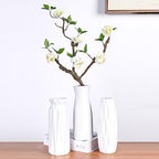 White Ceramic Vase for Home Decor, Small Modern Cute Vases for Flower Bouquet Pampas Grass Tulips Rose Dried Flowers Plant Bud, Table centerpieces,Living Room Dining Room,Office Decor, 8.3 Inch