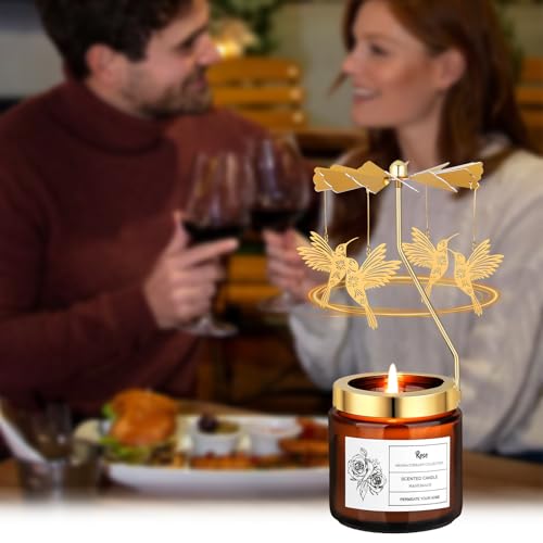 Rotatable Rose Scented Candle Gifts, Hummingbird Gifts for Women - color: Rose-Hummingbird