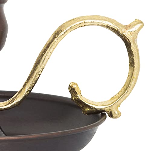 Copper Handmade Candle Holder for Rustic Home Decor with Handle Metal Candle Holders for Pillar Candles Gothic Decor Candlestick Holders (Oxide) - color: Oxide