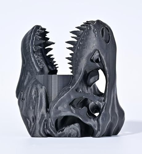 Dinosaur Pen Holder, Dinosaur Skull Figurine Pencil Holder for Office Desk Decor, Funny Easter Gifts for Men Boys Room Decor, Cool Black T-Rex Desktop Organizer - color: Black, size: Dinosaur Head