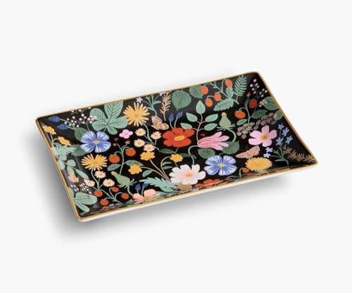 RIFLE PAPER CO. Strawberry Fields Catchall Tray, Jewelry and Trinket Organizer, Keep Valuables Secure, Protect Small Items, Minimize Loss, Organize Desk, Keep your Items in Sight, Cute and Fashionable - color: Strawberry Fields