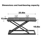 Decoholic Single 24 inch Scissors Lift Keyboard and Mouse Riser, Height Adjustable Standing Desk Converter for Ergonomic Sit Stand Workstations，suitable to hold large/small items (24inch, Black)