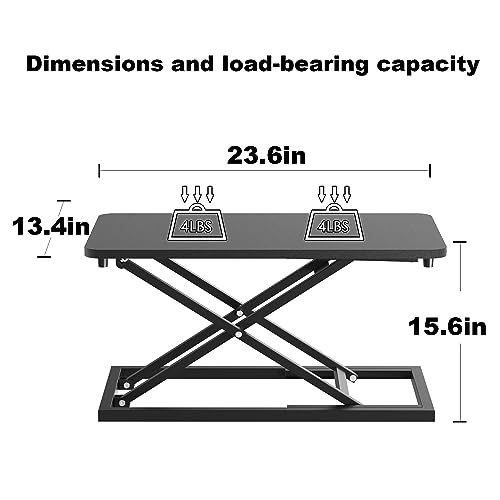 Decoholic Single 24 inch Scissors Lift Keyboard and Mouse Riser, Height Adjustable Standing Desk Converter for Ergonomic Sit Stand Workstations，suitable to hold large/small items (24inch, Black)
