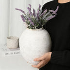 Large Textured White Ceramic Pottery Vase - 9.6'' Tall Rustic Farmhouse Round Vases for Home Decor, Big Decorative Terracotta Vase for Living Room, Fireplace, Table, Shelf - style: Modern Farmhouse Barn