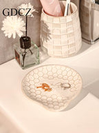 GDCZ Ceramic Jewelry Tray Set of 2, Personalized Trinket Dish with Pattern, Ring Dish, for Rings Earrings Necklaces Bracelet Watch Keys, Perfect for Gifts for Women (White) - color: White