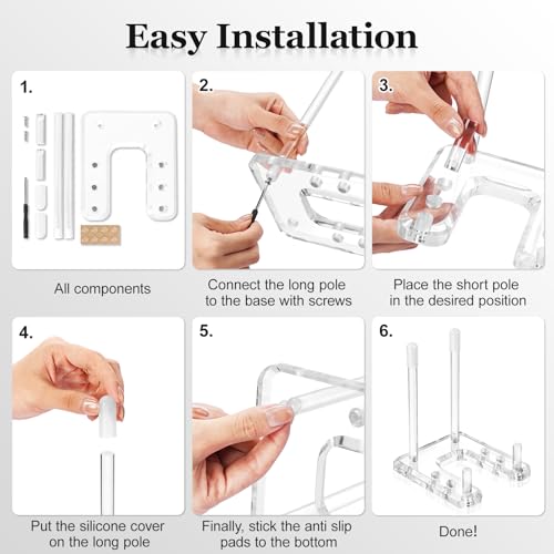 Plate Stands for Display, 1 Pack Clear Acrylic Display Easel with Adjustable Pegs for Decorative Plate, Books, Records, Plaque, Picture Frame, Platter Tabletop Art (1-Pack)