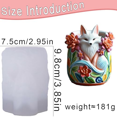 1 Pc Fox Resin Storage Box Silicone Mold Animal Flower Pot Epoxy Jar Candle Mold for DIY Crafts Candlestick Home Decoration Plaster Cement Concrete Craft Soap Thanksgiving Party Favors - color: Fox Resin Mold