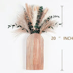 Set of 2 Boho Wall Vases with Pampas Grass & Eucalyptus -Wooden Wall Planters Modern Farmhouse Decor Art for Living Room, Entryway or Bathroom - style: Wall Decor-Wooden