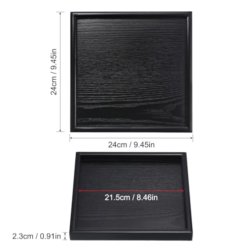 PATIKIL Wood Serving Tray 9.4 Inch, Square Decorative Platter for Home Decor Kitchen Table Candle Holder, Black - size: 9.4 Inch