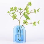 Blue Acrylic Vase, Modern Acrylic Geometric Wide Mouth Small vase, Blue Flower Vase for centerpieces Desk Flower Bud vase, for Living Room Table, Office, Wedding - color: Blue 2