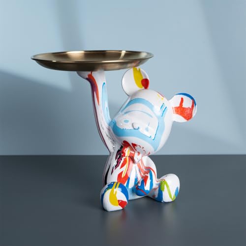 Hypebeast Room Decor Bowl Tray for Office Desk, Decorative Animal Bear Sculpture Home Decor Statue, Storage Tray for Entryway Table (Modern) - color: Modern