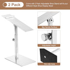 uxcell Shoe Display Stand 2 Pack Adjustable Height High Heel Shoe Risers Metal Shoe Rack Holder for Home Retail Store Supplies - Silver - color: Silver
