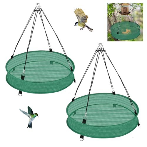2Pcs Bird Seed Catcher Tray for Hanging Bird Feeder Platform, 4" Deep Birdseed Hoop for Hummingbird Feeders Bee Feeder Outdoor Garden Accessories (Green, 24inch) - size: 24inch