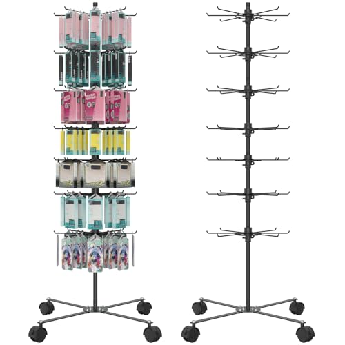 Retail Display Stand 7 Layer - Alloy Steel Jewelry Display for Vendors - 360°Rotating Display Stand for Jewelry, Key Chain, Cotton Candy