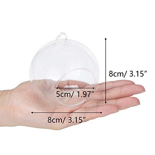 24 Pcs 3.15"/ 8cm Hanging Glass Tealight Holder Globe with LED Tealight, Plant Terrariums Glass Orbs Air Plants Tea Light Candle Holders Home Decor Indoor Outdoor Garden DIY Gifts (24 Pcs) - size: 3.15 inches