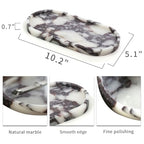 100% Natural Luxury Calaccata Viola Marble Small Hand Towel Tray Holder Organizer, Makeup Bathroom Holder - color: Viola-oval-10"x5"x0.7"