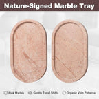 Cream Rose Marble Oval Tray 10x6 Inch - Vanity & Bathroom Organizer, Coffee Table Decor - Weighted Stone Base - style: Cream Rose - 1 Pack