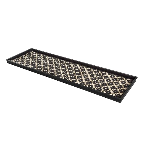 Anji Mountain AMB0BT4F-005 Black Rubber Boot/Shoe Tray with Coir, Fits 4 Pair (46.5" Wide), Black & Ivory Insert - color: Black and Ivory Insert, size: 46" x 14" x 1.5"
