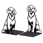 Peacoblue Metal Bookends for Shelves, Modern Decorative Heavy Duty Study Book Support Stoppers for Office, Desk, Shelf, Room 5.3"x4.3"x7.9" Cast Iron Simple Tall Bookends, 1 Pair (Golden Retriever) - style: Golden Retriever