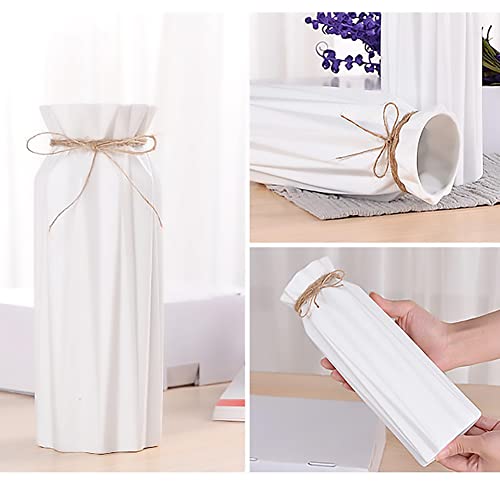 White Ceramic Vase-Flower Vase Dried Flower Vase for Modern Home Decor, Fit for Foyer Living Room Fireplace Bedroom Kitchen,Decent Gift, 8.27" H