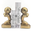 Bellaa 22968 Decorative Bookends Atlas Globe Greek Statues European Art Book Ends Stopper 7 inch Golden