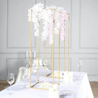 Efavormart 2 Pack 40" Matte Gold Wedding Flower Stand Metal Vase Column Stand Geometric Centerpiece Vase - color: Gold, size: 2 Pack 40''